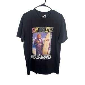 Mn LG‎ Black Surf Your Style Gulf Of America Tee Graphic Donald Trump
